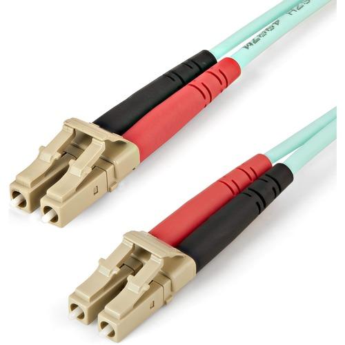 StarTech.com Aqua OM4 Duplex Multimode Fiber - 1m / 3 ft - 100 Gb - 50/125 - OM4 Fiber - LC to LC Fiber Patch Cable - Connect 40GBase-SR4, 100GBase-SR10, SFP+ and QSFP+ transceivers in 40 and 100 Gigabit networks - Aqua OM4 Duplex Multimode Fiber - OM4 F