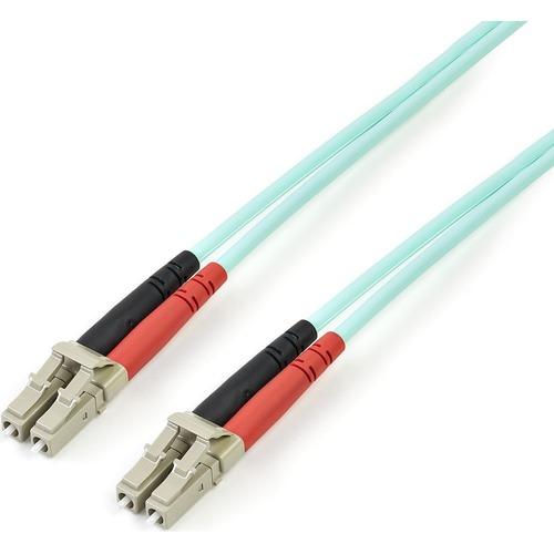 StarTech.com Aqua OM4 Duplex Multimode Fiber - 3m/ 9 ft - 100 Gb - 50/125 - OM4 Fiber - LC to LC Fiber Patch Cable - Connect 40GBase-SR4, 100GBase-SR10, SFP+ and QSFP+ transceivers in 40 and 100 Gigabit networks - Aqua OM4 Duplex Multimode Fiber - OM4 Fi