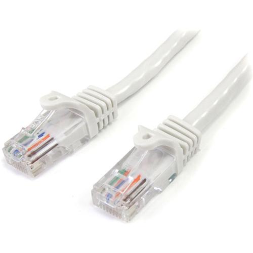 StarTech.com 10 ft White Snagless Cat5e UTP Patch Cable - Category 5e - 10 ft - 1 x RJ-45 Male - 1 x RJ-45 Male - White