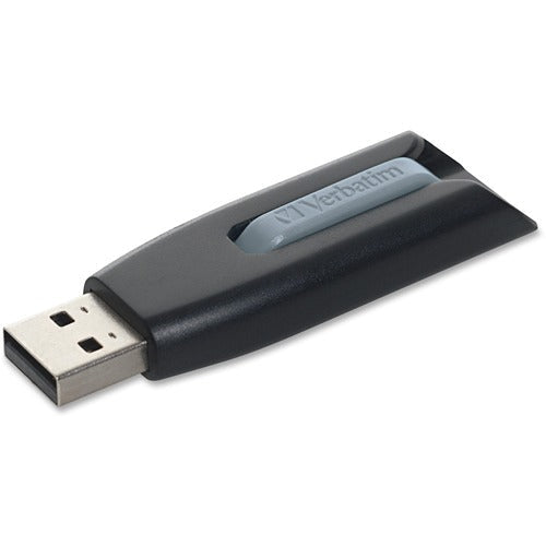 Verbatim 128GB Store 'n' Go V3 USB 3.0 Flash Drive - Gray - 128 GB - USB 3.0 - 80 MB/s Read Speed - 25 MB/s Write Speed - Black, Gray - Lifetime Warranty - 1 Each - PuriLite