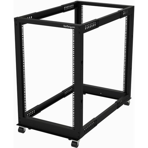 StarTech.com 18U 19" Open Frame Server Rack - 4 Post, Adjustable Depth 22 to 40" - Mobile Network Equipment Rack - HP ProLiant ThinkServer - 18U Open Frame Server Rack w/adjustable mounting depth of 23in-41in & 35in tall design - Mobile Data IT rack w/ca