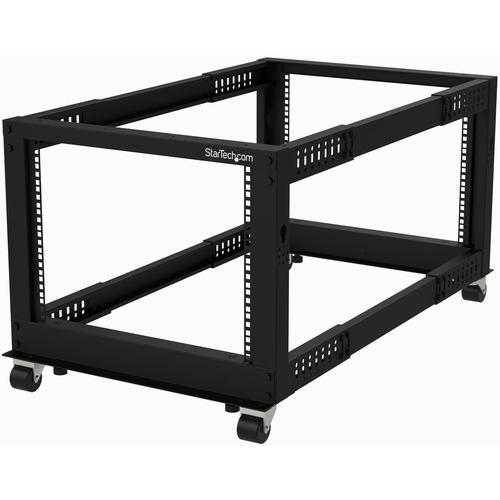 StarTech.com 8U 19" Open Frame Server Rack - Compact, 4 Post, Adjustable Depth (22 to 40") - Mobile Network Rack - HP ProLiant ThinkServer - 8U Open Frame Server Rack w/ adjustable mounting depth of 23in-41in & 18in tall design - Mobile Data IT rack w/ c