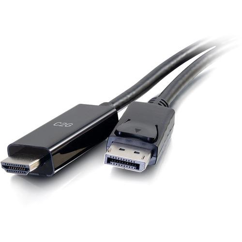 C2G 10ft DisplayPort To HDMI Adapter Cable - 4K Cable Black - 10 ft DisplayPort/HDMI A/V Cable for Audio/Video Device - First End: 1 x HDMI Male Digital Audio/Video - Second End: 1 x DisplayPort Male Digital Audio/Video - Supports up to 4096 x 2160 - Bla
