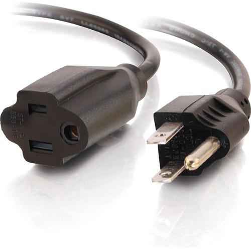 C2G 25ft 18 AWG Outlet Saver Power Extension Cord (NEMA 5-15P to NEMA 5-15R) - For Transformer, Computer, Monitor, Scanner, Printer - 125 V AC / 10 A - Black - 25 ft Cord Length