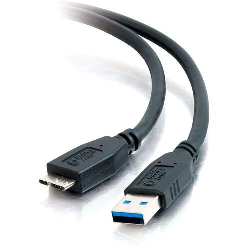C2G 54176 USB Cable Adapter - 3.2 ft USB Data Transfer Cable - First End: 1 x Type A Male USB - Second End: 1 x Micro Type B Male USB - Shielding - Black