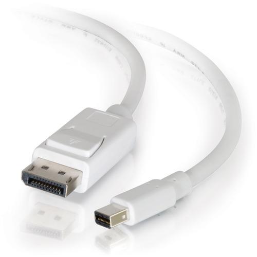 C2G 6ft Mini DisplayPort to DisplayPort Cable - White - M/M - 6 ft DisplayPort/Mini DisplayPort A/V Cable for Notebook, Tablet, Monitor, Audio/Video Device, Computer - First End: 1 x Mini DisplayPort Male Thunderbolt - Second End: 1 x DisplayPort Male Di