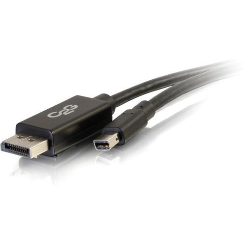 C2G 6ft Mini DisplayPort to DisplayPort Adapter Cable 4K 30Hz - Black - 6 ft DisplayPort/Mini DisplayPort A/V Cable for Audio/Video Device, Notebook, Tablet, Computer, Monitor - First End: 1 x Mini DisplayPort Male Digital Audio/Video - Second End: 1 x D