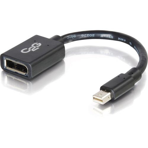 C2G 6in Mini DisplayPort to DisplayPort Adapter 4K 30Hz - Black - 6" DisplayPort A/V Cable for Audio/Video Device, Monitor, Notebook - First End: 1 x DisplayPort Female Digital Audio/Video - Second End: 1 x Mini DisplayPort Male Digital Audio/Video - Sup