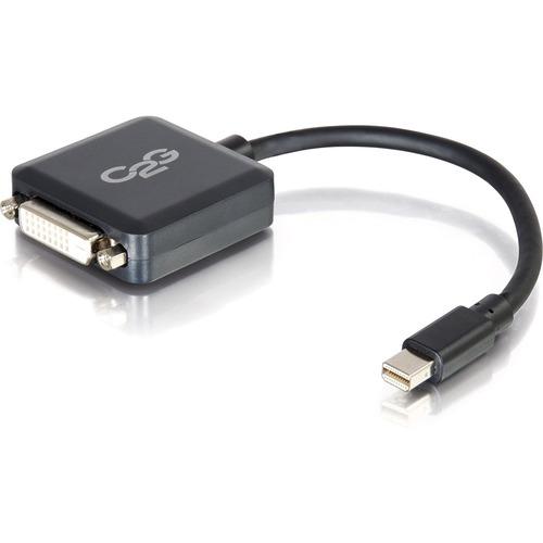 C2G 8in Mini DisplayPort Male to Single Link DVI-D Female Adapter Converter - Black - 8" DVI/Mini DisplayPort Video Cable for Notebook, Tablet, Monitor, Video Device - First End: 1 x Mini DisplayPort Male Thunderbolt - Second End: 1 x DVI-D (Single-Link)