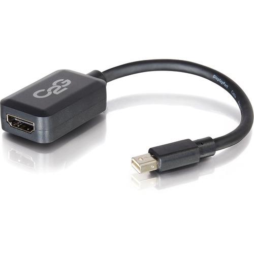 C2G 8in Mini DisplayPort Male to HDMI Female Adapter Converter - Black - 8" HDMI/Mini DisplayPort A/V Cable for Audio/Video Device, Notebook, Tablet, Projector, HDTV - First End: 1 x Mini DisplayPort Male Digital Audio/Video - Second End: 1 x HDMI Female