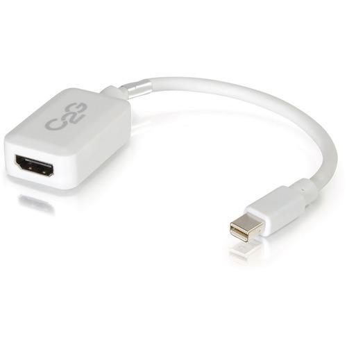 C2G 8in Mini DisplayPort Male to HDMI Female Adapter Converter - White - 8" HDMI/Mini DisplayPort A/V Cable for Audio/Video Device, Notebook, Tablet, Projector, HDTV - First End: 1 x Mini DisplayPort Male Digital Audio/Video - Second End: 1 x HDMI Female
