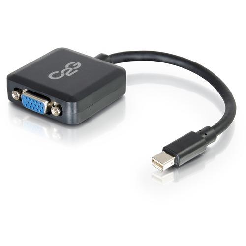 C2G 8in Mini DisplayPort Male to VGA Female Adapter Converter - Black - 8" Mini DisplayPort/VGA Video Cable for Notebook, Tablet, Monitor, Video Device - First End: 1 x Mini DisplayPort Male Thunderbolt - Second End: 1 x HD-15 Female VGA - Supports up to