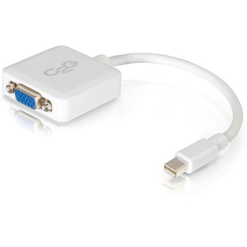 C2G 8in Mini DisplayPort Male to VGA Female Adapter Converter - White - 8" Mini DisplayPort/VGA Video Cable for Notebook, Tablet, Monitor, Video Device - First End: 1 x Mini DisplayPort Male Thunderbolt - Second End: 1 x HD-15 Female VGA - Supports up to