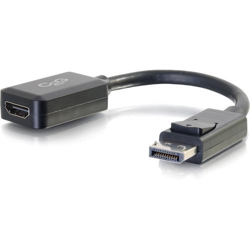 C2G 8in DisplayPort Male to HDMI Female Adapter Converter - Black - 8" DisplayPort/HDMI A/V Cable for Audio/Video Device, HDTV, Projector - First End: 1 x DisplayPort Male Digital Audio/Video - Second End: 1 x HDMI Female Digital Audio/Video - Shielding
