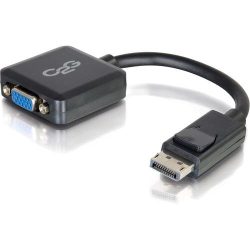 C2G 8in DisplayPort Male to VGA Female Adapter Converter - Black - 8" DisplayPort/VGA Video Cable for Notebook, Tablet, Monitor, Video Device - First End: 1 x DisplayPort Male Digital Video - Second End: 1 x HD-15 Female VGA - Black