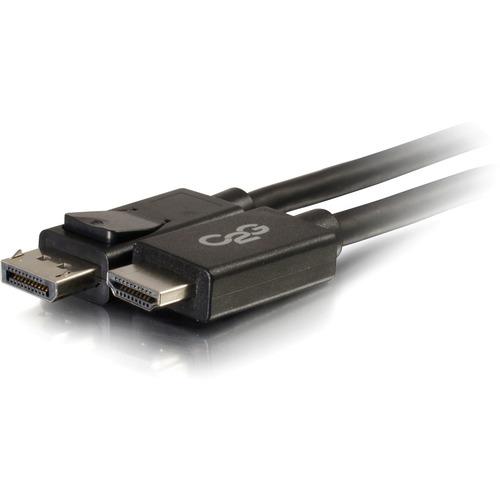 C2G 6ft DisplayPort Male to HD Male Adapter Cable - Black - 6 ft DisplayPort/HDMI A/V Cable for Notebook, TV, Projector, Audio/Video Device - First End: 1 x DisplayPort Male Digital Audio/Video - Second End: 1 x HDMI Male Digital Audio/Video - Black