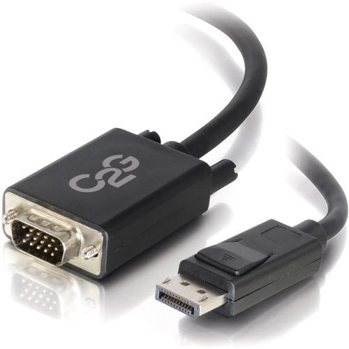C2G 6ft DisplayPort Male to VGA Male Adapter Cable - Black - 6 ft DisplayPort/VGA Video Cable for Notebook, Monitor, Video Device - First End: 1 x DisplayPort Male Digital Audio/Video - Second End: 1 x HD-15 Male VGA - Supports up to 1920 x 1200 - Black