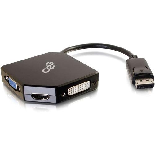 C2G DisplayPort to HDMI, VGA, or DVI Adapter Converter - DVI/DisplayPort/HDMI/VGA A/V Cable for Projector, Monitor, Audio/Video Device, Notebook, Tablet, HDTV - First End: 1 x DisplayPort Male Digital Audio/Video - Second End: 1 x HDMI Female Digital Aud
