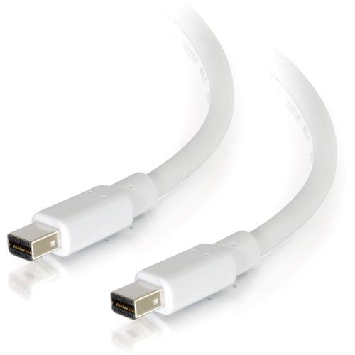 C2G 6ft Mini DisplayPort Cable M/M - White - 6 ft Mini DisplayPort A/V Cable for Notebook, Audio/Video Device, Monitor, Computer - First End: 1 x Mini DisplayPort Male Thunderbolt - Second End: 1 x Mini DisplayPort Male Thunderbolt - Supports up to 1920