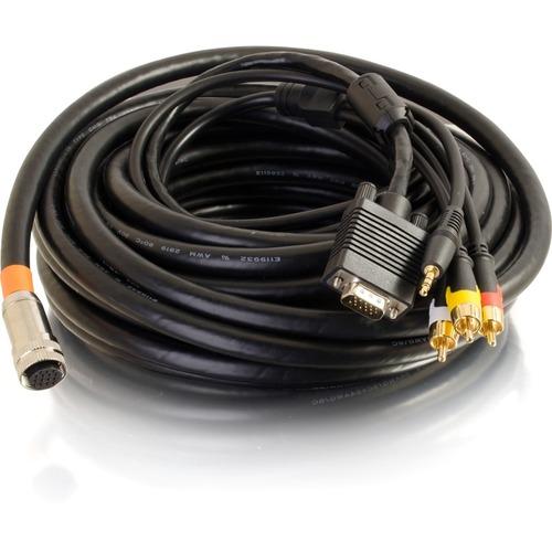C2G 50ft RapidRun Multi-Format All-In-One Runner Cable - CMG-rated - 50 ft Mini-phone/Proprietary/RCA/VGA A/V Cable for Notebook, Projector, Audio/Video Device, Interactive Whiteboard - First End: 1 x Proprietary Connector Female Audio/Video - Second End