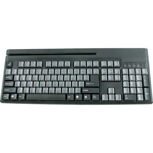 Wasp WKB1155 POS Keyboard - QWERTY Layout - Magnetic Stripe Reader - USB - Black, Gray