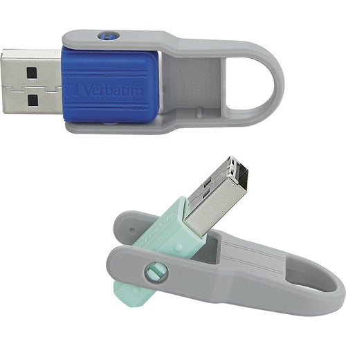 Verbatim 32GB Store 'n' Flip USB Flash Drive - 2pk - Blue, Mint - 32 GB - USB - Blue, Mint - Lifetime Warranty - 2 / Pack