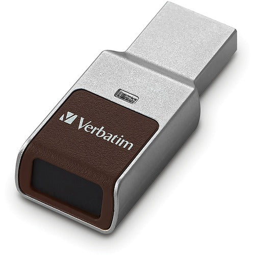 Verbatim 32GB Fingerprint Secure USB 3.0 Flash Drive - Silver - 32 GB - USB 3.0 - Silver - 256-bit AES - Lifetime Warranty - 1 Each