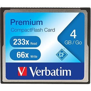Verbatim 4GB 66X Premium CompactFlash Memory Card - 233x Memory Speed - Lifetime Warranty