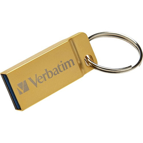 Verbatim Metal Executive USB 3.0 Flash Drive - 64 GB - USB 3.0 - Gold - Lifetime Warranty - 1 Each - TAA Compliant - PuriLite