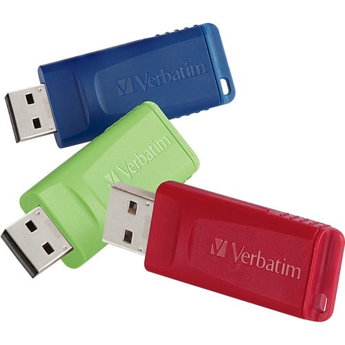 Verbatim 16GB Store 'n' Go USB Flash Drive - 3pk - Red, Green, Blue - 16 GB - USB - Blue, Green, Red - Lifetime Warranty - 3 / Pack - PuriLite