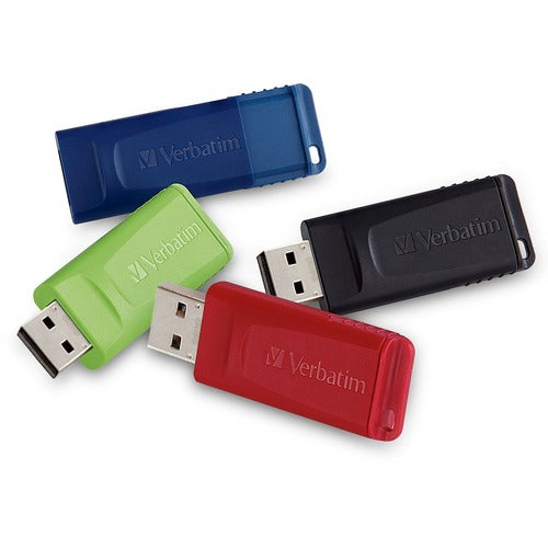 Verbatim 16GB Store 'n' Go USB Flash Drive - 4pk - Red, Green, Blue, Black - 16 GB - USB 2.0 - Lifetime Warranty - 4 / Pack - TAA Compliant