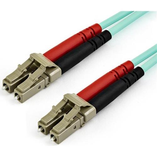 StarTech.com 15m OM3 LC to LC Multimode Duplex Fiber Optic Patch Cable - Aqua - 50/125 - LSZH Fiber Optic Cable - 10Gb (A50FBLCLC15) - OM3 LC to LC multimode duplex fiber optic patch cable has 50/125 micron fiber and connects in 10 Gigabit networks - LOM