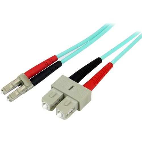 StarTech.com 1m Fiber Optic Cable - 10 Gb Aqua - Multimode Duplex 50/125 - LSZH - LC/SC - OM3 - LC to SC Fiber Patch Cable - Deliver fast, reliable, data transfers, safely over high end networking equipment - Fiber Optic Patch Cord - Multimode Fiber Opti