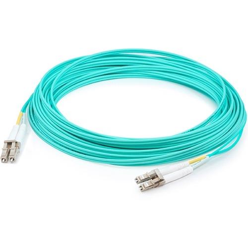 Add-On Computer AddOn 15m LC (Male) to LC (Male) Aqua OM4 Duplex Riser Fiber Patch Cable - 49.2 ft Fiber Optic Network Cable for Network Device, Transceiver - First End: 2 x LC Male Network - Second End: 2 x LC Male Network - 10 Gbit/s - Patch Cable - 50
