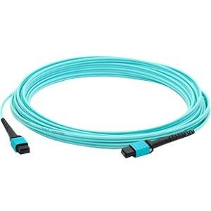 Add-On Computer AddOn Fiber Optic Duplex Patch Network Cable - 9.8 ft Fiber Optic Network Cable for Network Device, Patch Panel, Router, Media Converter, Switch - First End: 1 x MPO Female Network - Second End: 1 x MPO Female Network - Patch Cable - Aqua