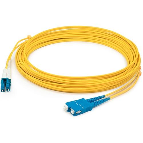 Add-On Computer AddOn 10m SMF 9/125 Duplex SC/LC OS1 Yellow OFNR (Riser-Rated) Patch Cable - Fiber Optic for Network Device - 10m - 2 x SC Male Network - 2 x LC Male Network - Yellow
