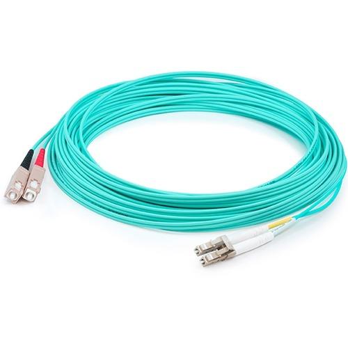 Add-On Computer AddOn 20m Laser-Optimized Multi-Mode fiber (LOMM) Duplex SC/LC OM3 Aqua Patch Cable - 65.6 ft Fiber Optic Network Cable for Network Device, Transceiver/Media Converter - First End: 2 x SC Male Network - Second End: 2 x LC Male Network - P