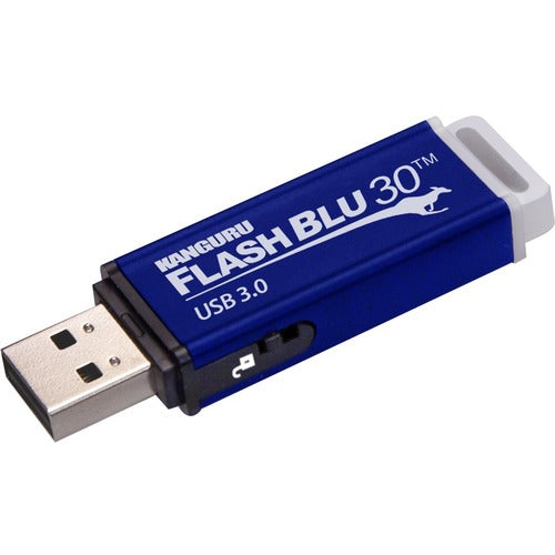 Kanguru Solutions Kanguru FlashBlu30? USB3.0 Flash Drive with Physical Write Protect Switch, 16G - 16 GB - USB 3.0 - 145 MB/s Read Speed - 45 MB/s Write Speed - Blue - 3 Year Warranty - TAA Compliant