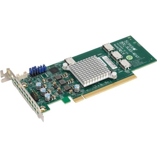 Super Micro Supermicro Low Profile Quad-Port NVMe Internal Host Bus Adapter - PCI Express 3.0 x16 - Low-profile - Plug-in Card - PC