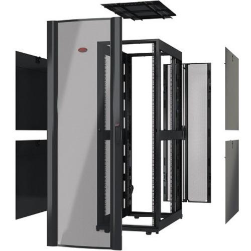 Schneider Electric APC by Schneider Electric NetShelter SX AR3357X610 Rack Cabinet - For Blade Server, Converged Infrastructure - 48U Rack Height x 19" (482.60 mm) Rack Width x 41.26" (1048 mm) Rack Depth - Black - Steel - 1020.58 kg Dynamic/Rolling Weig