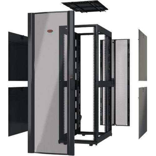 Schneider Electric APC by Schneider Electric NetShelter SX AR3357X617 Rack Cabinet - For Blade Server, Converged Infrastructure - 48U Rack Height x 19" (482.60 mm) Rack Width x 41.26" (1048 mm) Rack Depth - Black - Steel - 1020.58 kg Dynamic/Rolling Weig