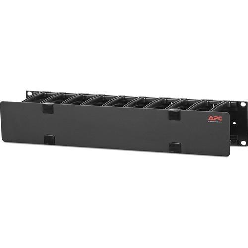 Schneider Electric APC by Schneider Electric Horizontal Cable Manager, 2U x 4" Deep, Single-Sided with Cover - Black - 2U Rack Height - 19" Panel Width