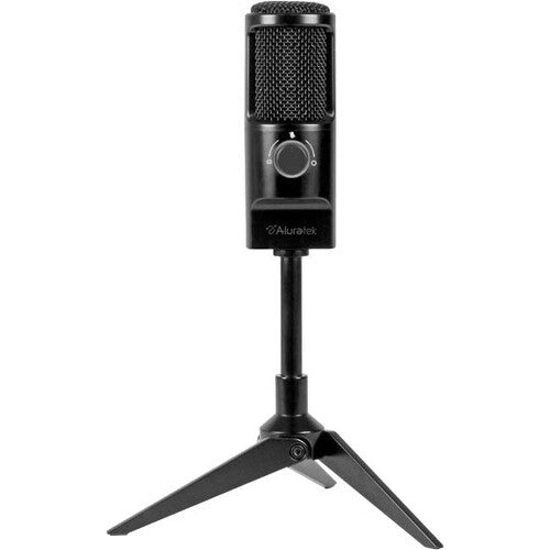 Aluratek AUVM01F Wired Condenser Microphone - 20 Hz to 20 kHz - Uni-directional, Omni-directional, Bi-directional - Stand Mountable - Mini-phone, USB
