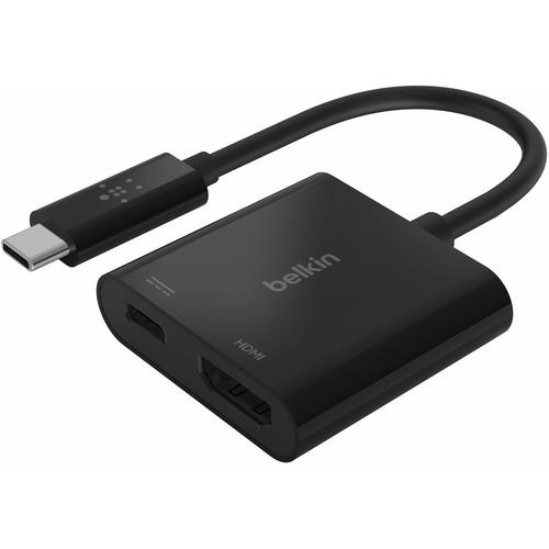Belkin USB-C to HDMI + Charge Adapter - 1 Pack - 1 x Type C Male USB - 1 x HDMI Female Digital Audio/Video, 1 x USB Type C Female Power - 3840 x 2160 Supported