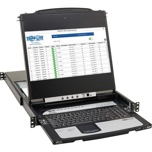 Tripp Lite B030-DP08-17DIP 8-Port DisplayPort KVM Switch Console - 8 Computer(s) - 17" LCD - Full HD - 1920 x 1080 - 16:9 - 10 x USB - Keyboard - TouchPad - 1U High - PC, Mac, Unix, Linux - Metal - Black - TAA Compliant