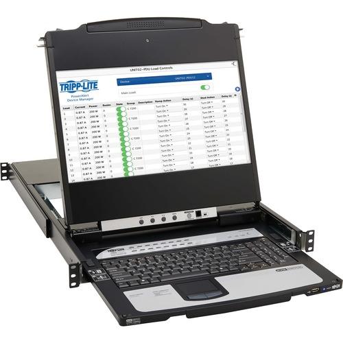 Tripp Lite B030-DP16-17DIP 16-Port DisplayPort KVM Switch Console - 16 Computer(s) - 17" LCD - Full HD - 1920 x 1080 - 16:9 - 18 x USB - Keyboard - TouchPad - 1U High - PC, Mac, Unix, Linux - Metal - Black - TAA Compliant