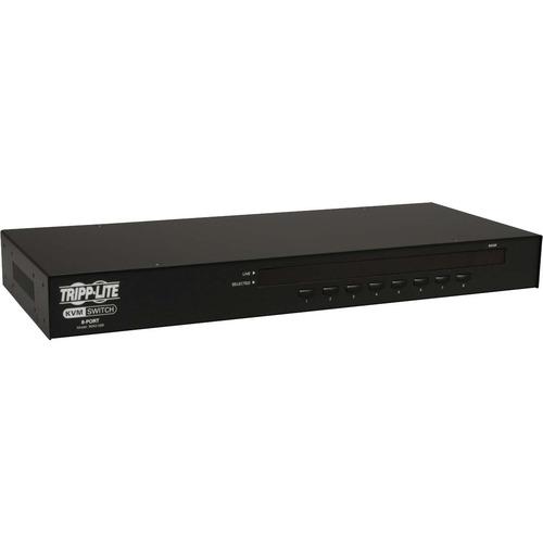 Tripp Lite 8-Port 1U Rackmount USB/PS2 KVM Switch - Steel Housing - 8 x 1 - 8 x HD-15 - 1U - Rack-mountable