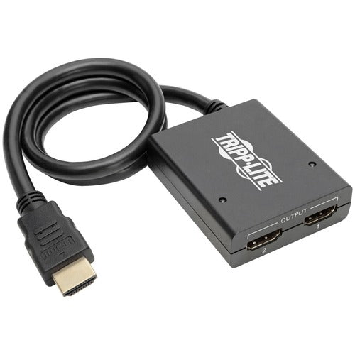 Tripp Lite 2-Port HDMI Splitter - 39.4 ft HDMI A/V Cable for Audio/Video Device, Monitor, Blu-ray Player - First End: 1 x HDMI Female Digital Audio/Video - Second End: 2 x HDMI Female Digital Audio/Video - Splitter Cable - Supports up to 3840 x 2160 - Bl
