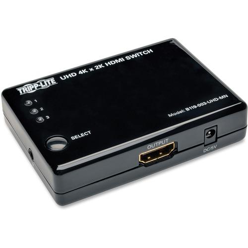 Tripp Lite 3-Port HDMI Switch - 3840 — 2160 - 4K - 3 x 1 - 1 x HDMI Out
