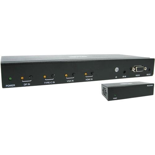 Tripp Lite B320-4X1-MHE-K 4-Port over Cat6 Presentation Switch/Extender Kit - 4 Input Device - 1 Output Device - 125 ft (38100 mm) Range - 2 x Network (RJ-45) - 2 x USB - 1 x HDMI In - 1 x VGA In - 1 x HDMI Out - DisplayPort - 4K - 3840 x 2160 - Twisted